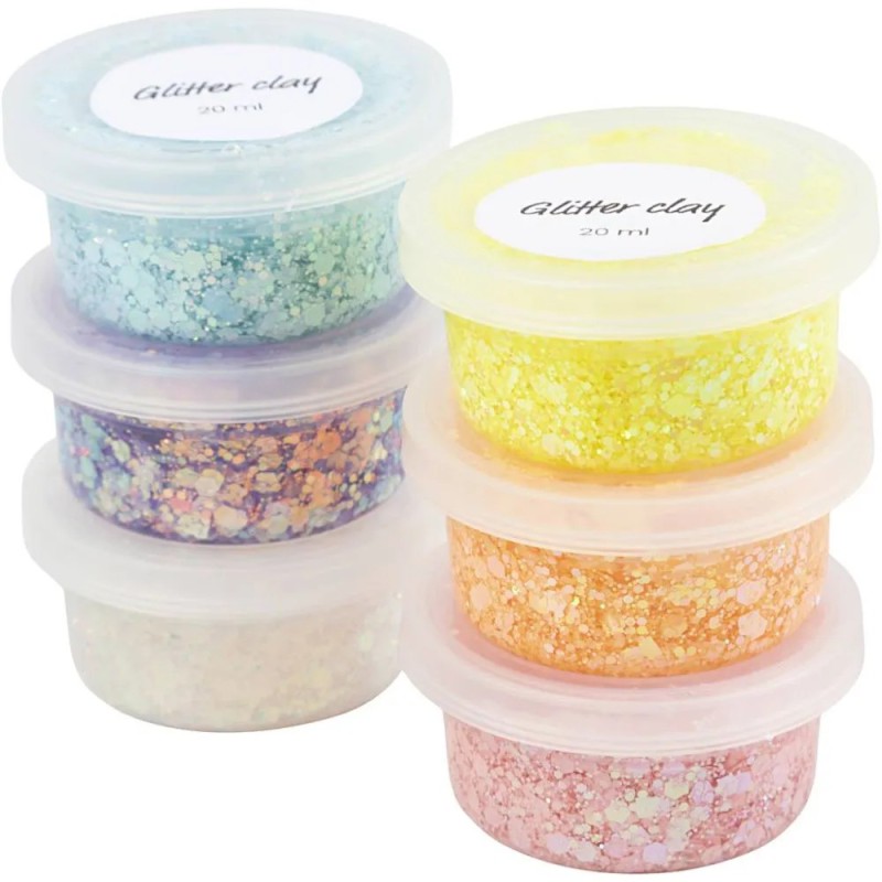 GLITTER CLAY I PASTELFARVER 6X20ML