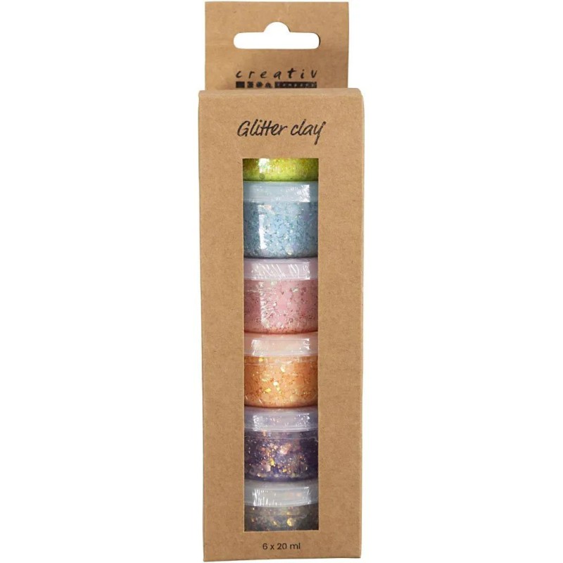 GLITTER CLAY I PASTELFARVER 6X20ML