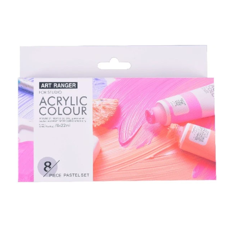 Art Ranger Akrylmaling sæt 8stk. 22ml pastel farver