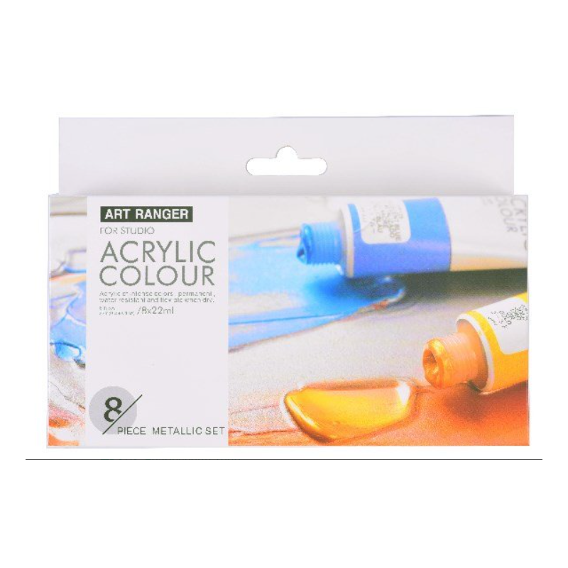 Art Ranger Akrylmaling sæt 8stk. 22ml metallic farver