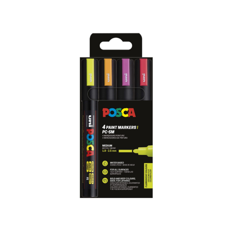 POSCA PC-5M 4P SET NEON COLOR