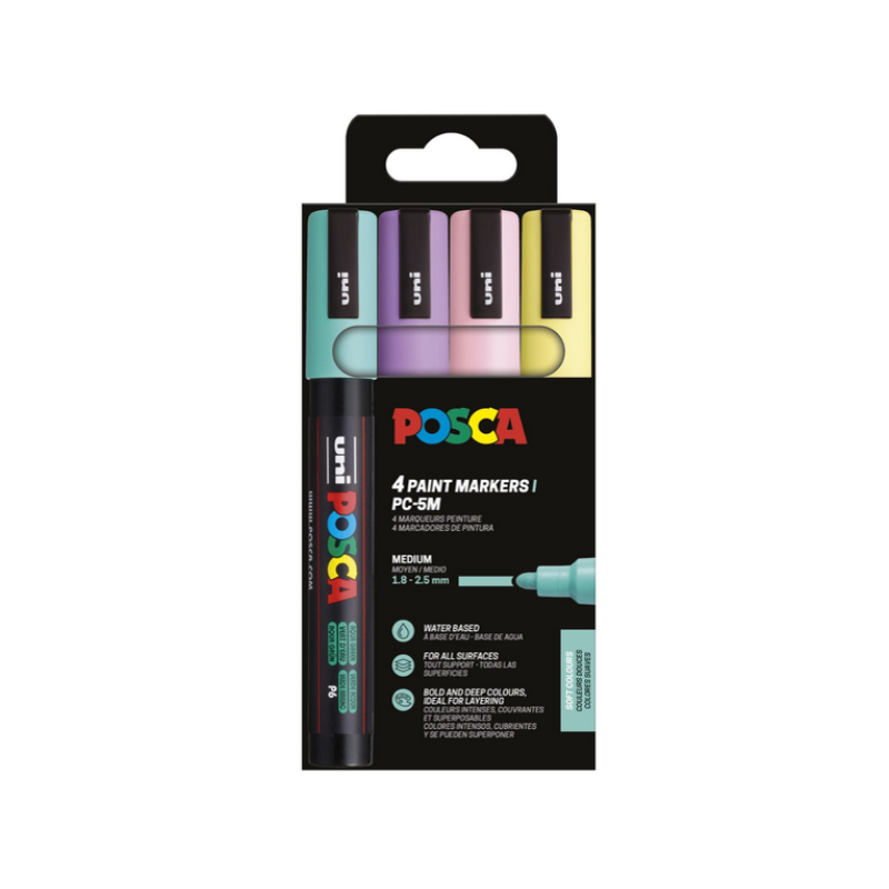 POSCA PC-5M 4P SET SOFT COLOR