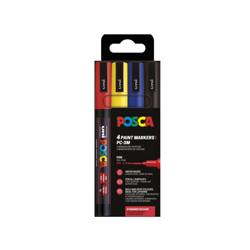 POSCA PC-3M 4P SET BASIC COLOR