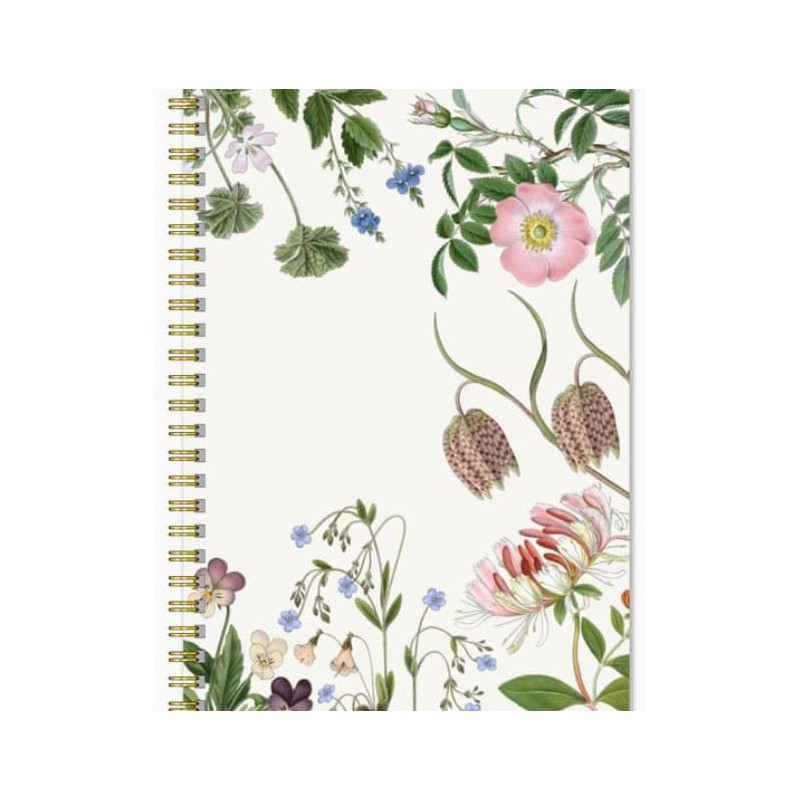 NOTESBOG M BLOMSTER, HVID