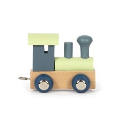 TRÆ LOKOMOTIV BLÅ/GRØN