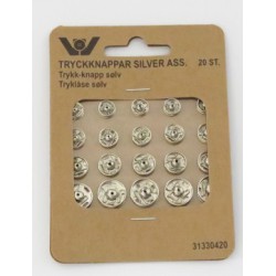 TRYKLÅSE SØLV 6,7,9,11 MM (20STK)