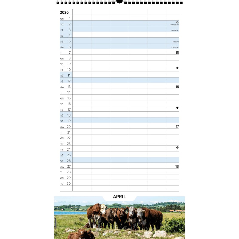 Familiekalender 2026 - Året rundt foto