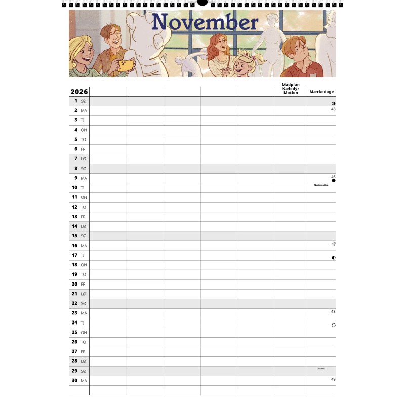 FAMILYPLAN ÅRSKALENDER 2026 5 PERSONER 2681