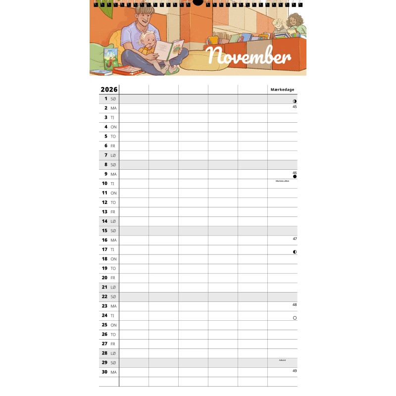 FAMILYPLAN ÅRSKALENDER 2026 VEJR 5 PERSONER 2686