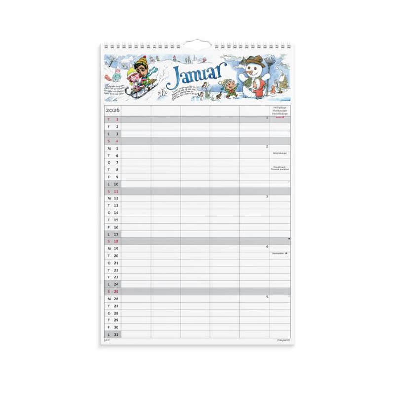 FAMILIEKALENDER OTTO DICKMEISS & LILJA SCHERFIG 5 KOL. 2026