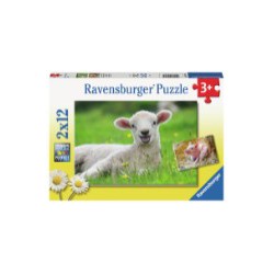 2x12 BRIKS PUZZLESPIL GRISE & FÅR