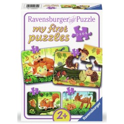 Sjovt første puslespil med søde skovdyr.