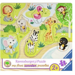 Sjovt puslespil med søde dyr fra zoologisk have.