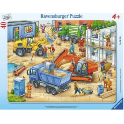 Fladt puslespil med bygge- og entreprenørkøretøjer 30-48 dele