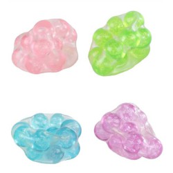 Klemmebold med store perler i grøn, blå, lilla og pink.