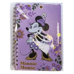 Sød lilla A5 notesbog med Minnie Mouse-motiv.