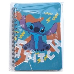Turkisblå A5 notesbog med Stitch-motiv.