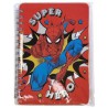 Rød A5 notesbog med Spider-Man-motiv.