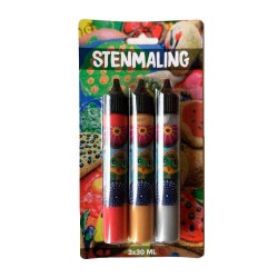 STENMALING GULD, SØLV, RØD 3x30 ML