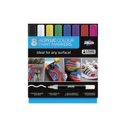 ZIELER 8 Akryl Paint Markers Primære farver