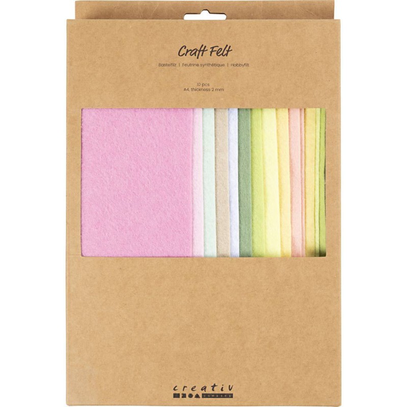 HOBBYFILT A4 10 ARK 210 x 297 MM 2 MM TYK PASTEL 45525