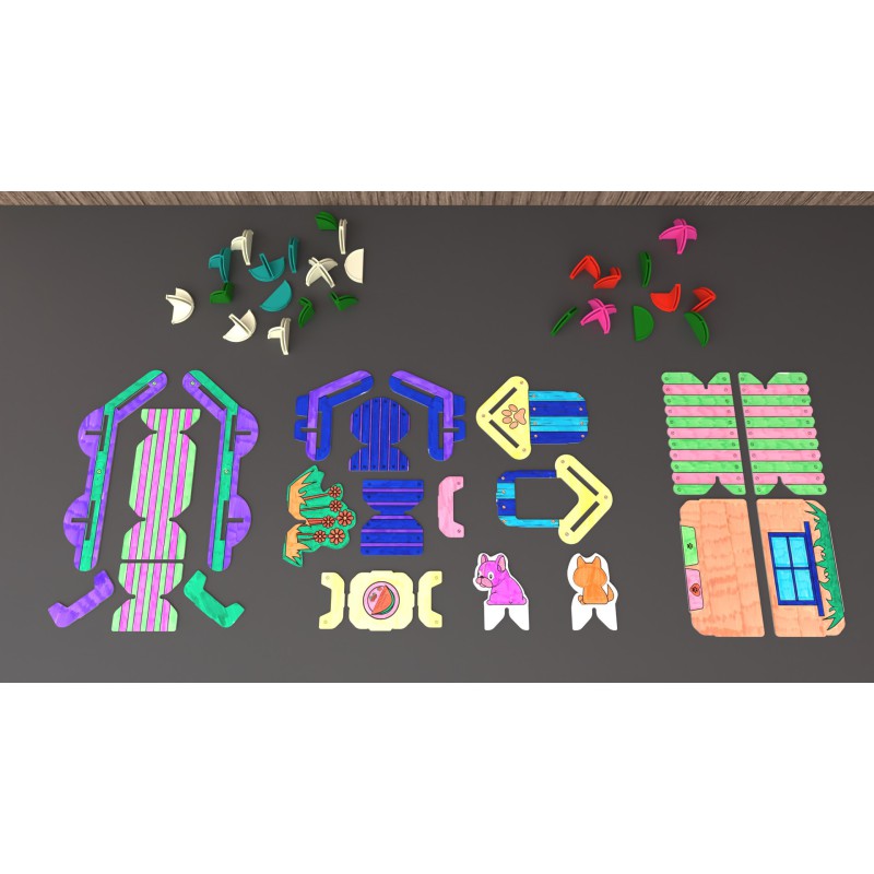 DollsWalls Designer Combo Havesæt med Hundehus og 12 tusser