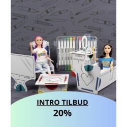 DollsWalls Designer Combo Badeværelse og TV-stue med 12 tusser