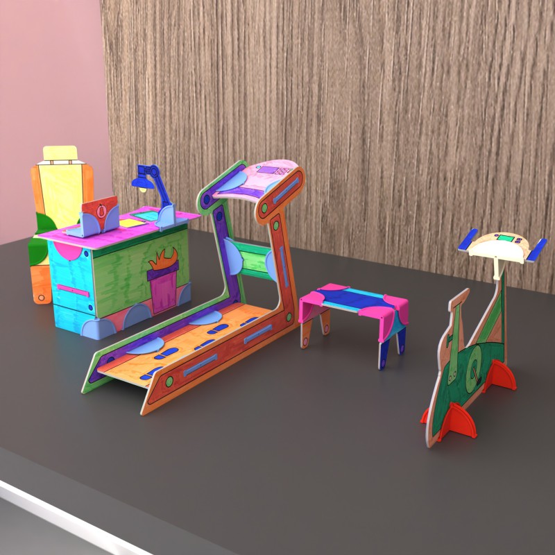 DollsWalls Designer Combo Fitness og Office med 12 tusser