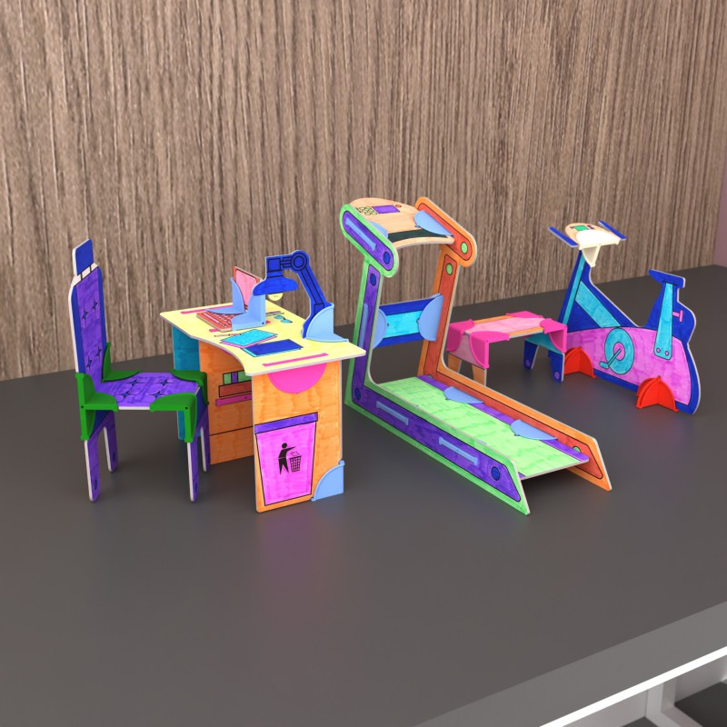 DollsWalls Designer Combo Fitness og Office med 12 tusser