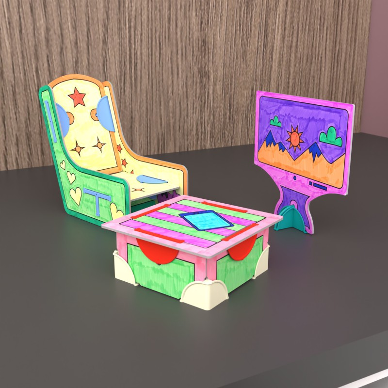 DollsWalls Designer TV-stuesæt