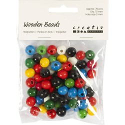 Træperlemix i mørke farver – kreativt og dekorativt.