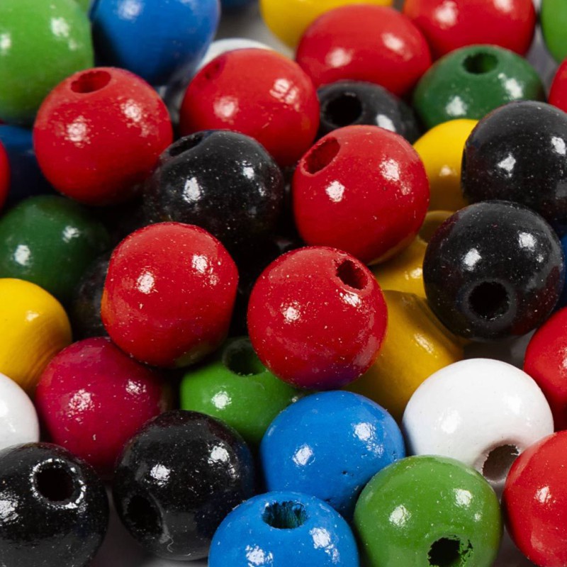 Træperlemix i mørke farver – kreativt og dekorativt.