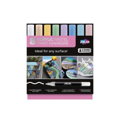 ZIELER 8 Akryl Paint Markers Pastel farver