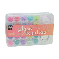 Glasperle Sæt med Opbevaringsboks – 25 farver & tråd