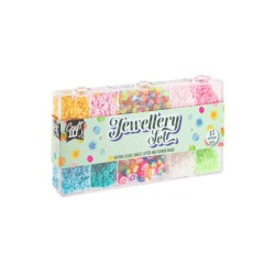 Smykkesæt m glass, blomster og smiley perler.