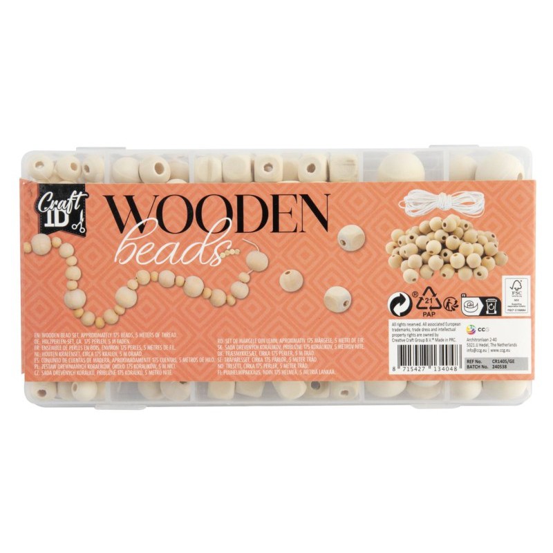 Lav dine egne perlesmykker af træperler – 130g