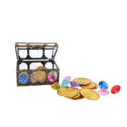 Skattekiste med guld og diamanter