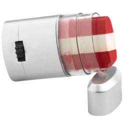 Sminkestift i RØD-HVID stribe.