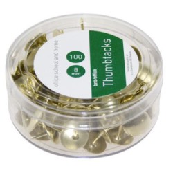 Flade guldfarvede tegnestifter til opslagstavler og lignende.