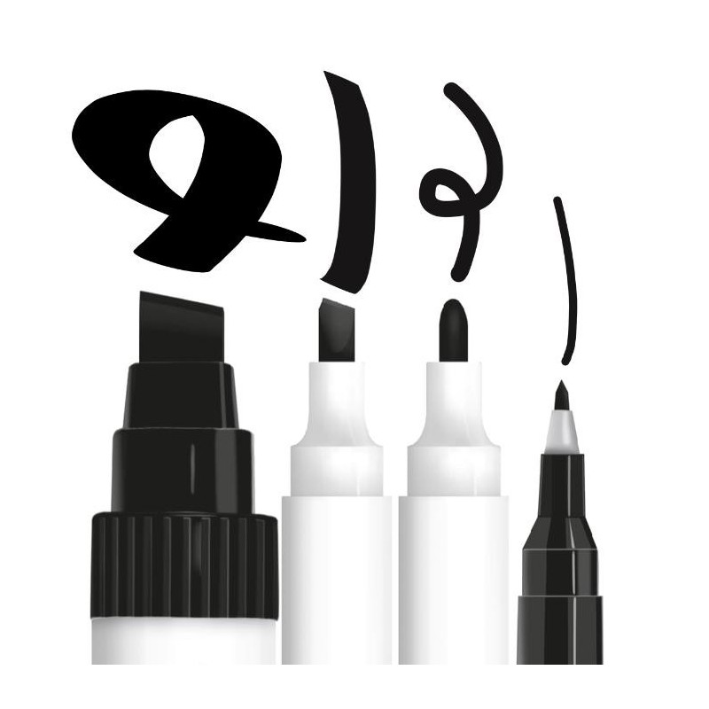 Penol Marker Sæt Sort Medium/Tyk Spids 27607