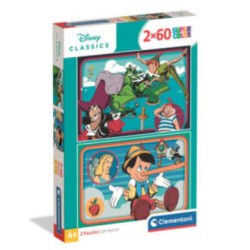 Peter pan og pinocchio puslespil 2x60 brikker skarp pris → Bakkeleg