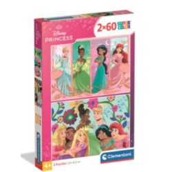 Disney prinsesse puslespil 2x60 brikker skarp pris → Bakkeleg