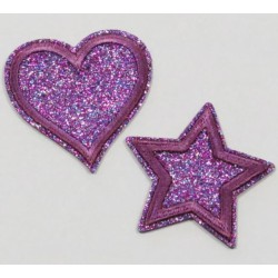 Strygemærker lilla stjerne og hjerte