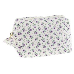 TOILETVESKE HVID MED LILLA BLOMSTER – TINKA TRAVEL