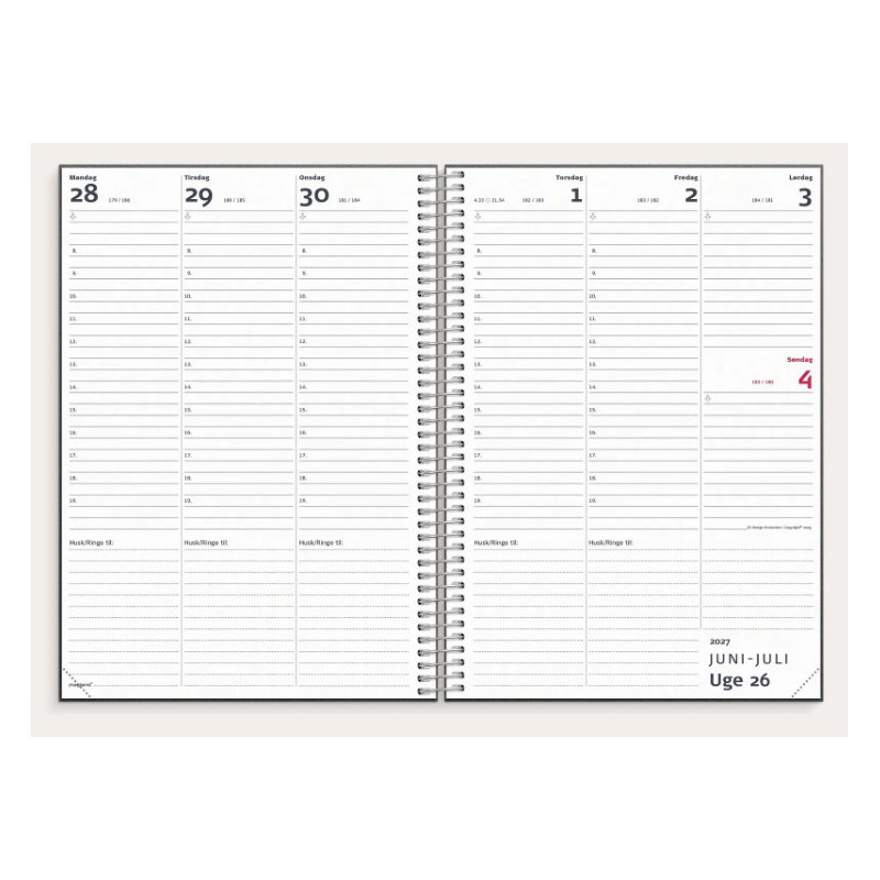 Lærerkalender A5 matsort 2026/2027 side