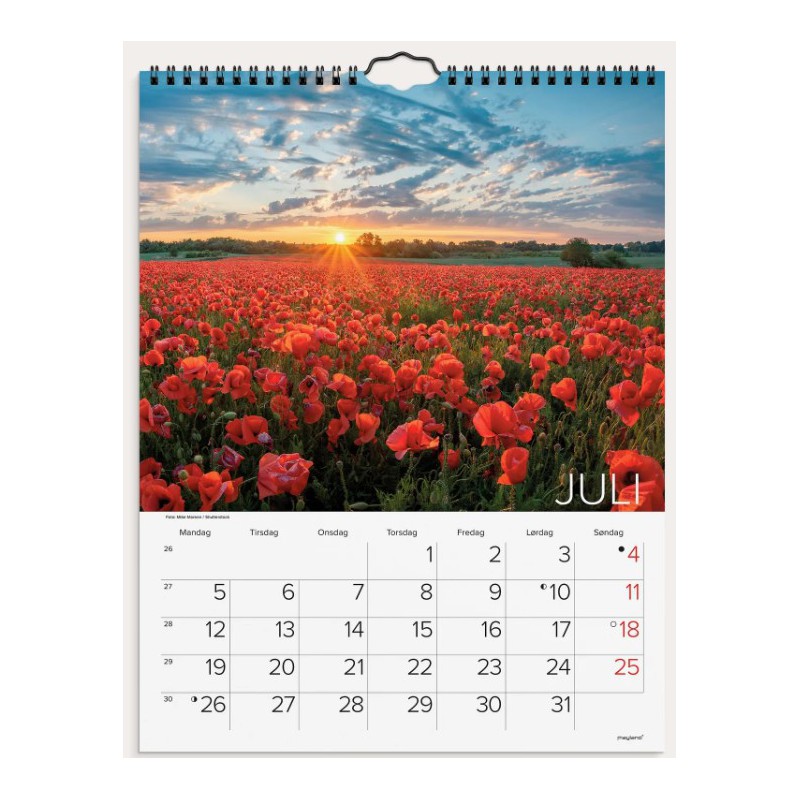 Vægkalender dansk natur 2027 Juli