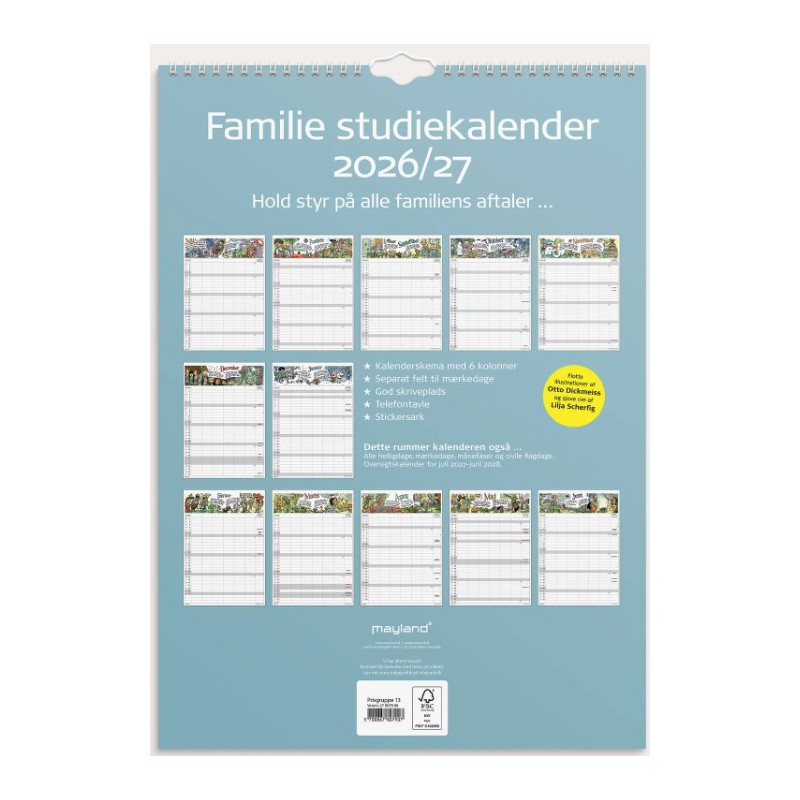 Studie Familiekalender A3 26/27 bagside