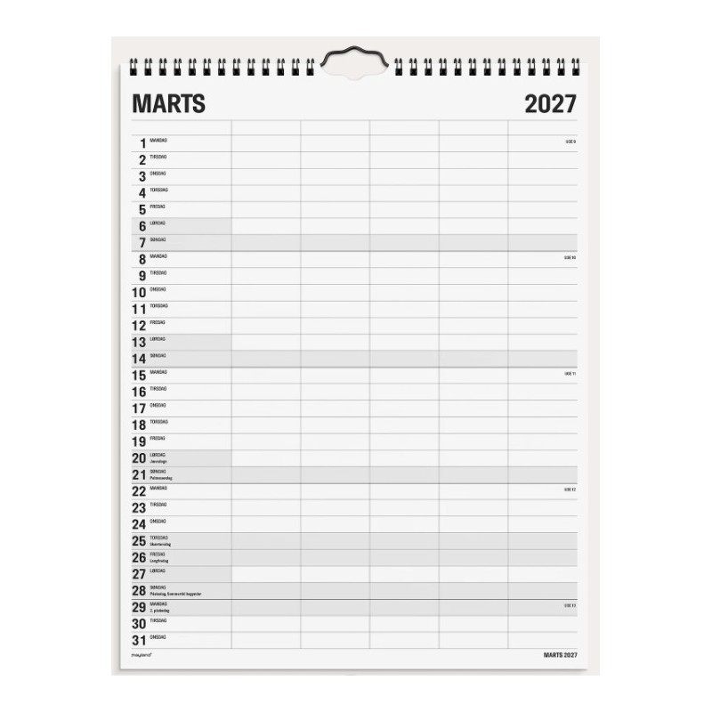 Studie Familiekalender 5 kol. 26/27 marts