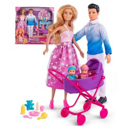 Judith og Jack med tvillinger i barnevogn