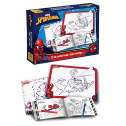 Spiderman tegneskole. Sæt med 2 dobbeltsidede tavler, som du kan skrive og tegne på med tusch der kan viskes ud.